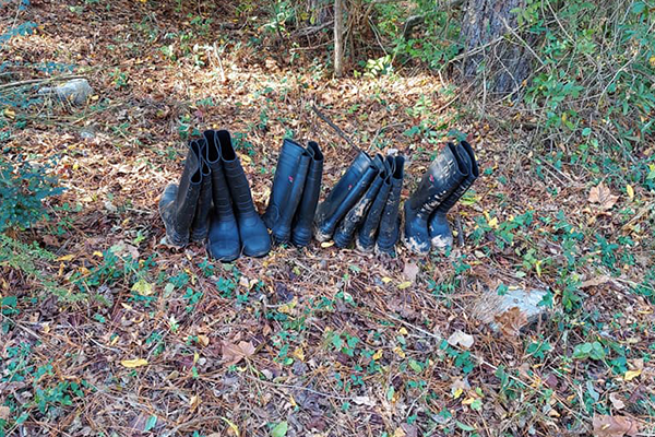 photo of boots worn in the BioSTEAM Outdoor Learning Center