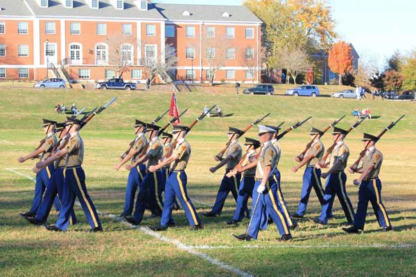 Blue Ridge Rifles Cadets standing at attention
