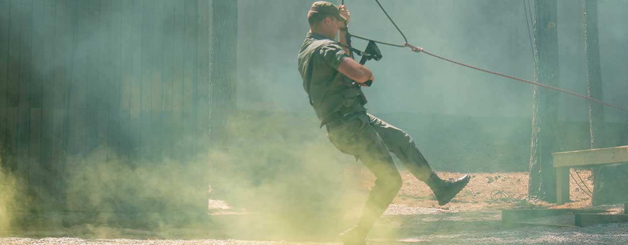 Cadet completing a ropes course