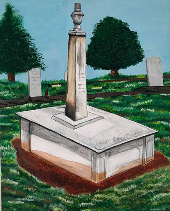 Art and Mt Hope -  Student Project Spring Semester 2021 Painting of A.B. Holt's grave by Natalie Shorr, a student in Appalachian Studies class