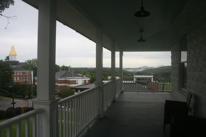 view from the second floor side porch on the guest house