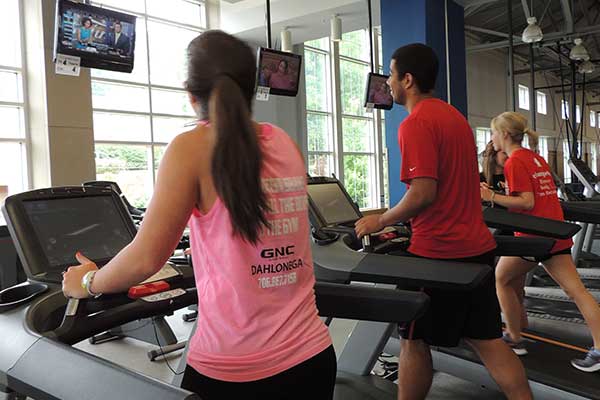 students working out in the rec center