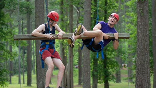 students on ropes course at Pine Valley