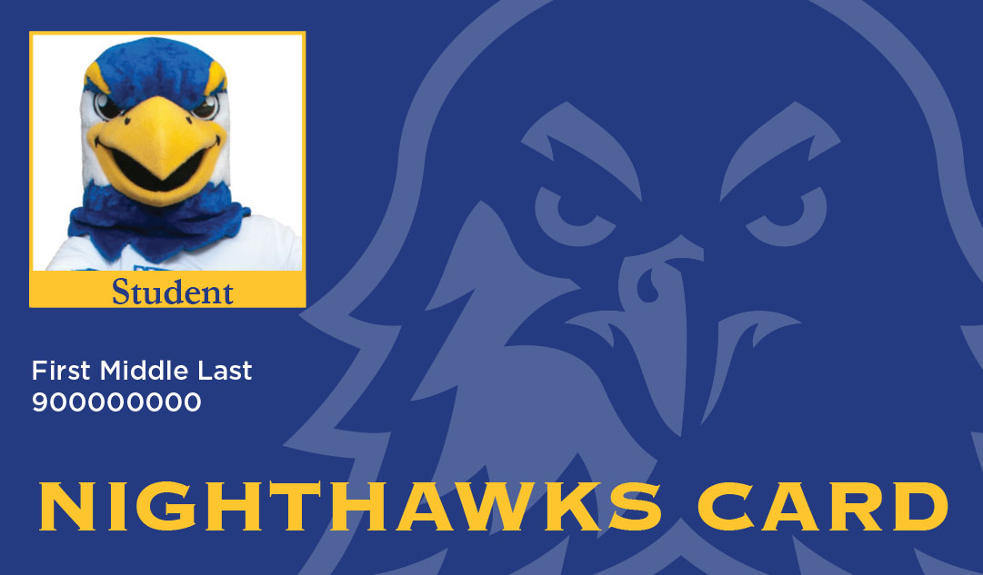Front of new Nighthawks Card with Nigel the NIghthawk on it