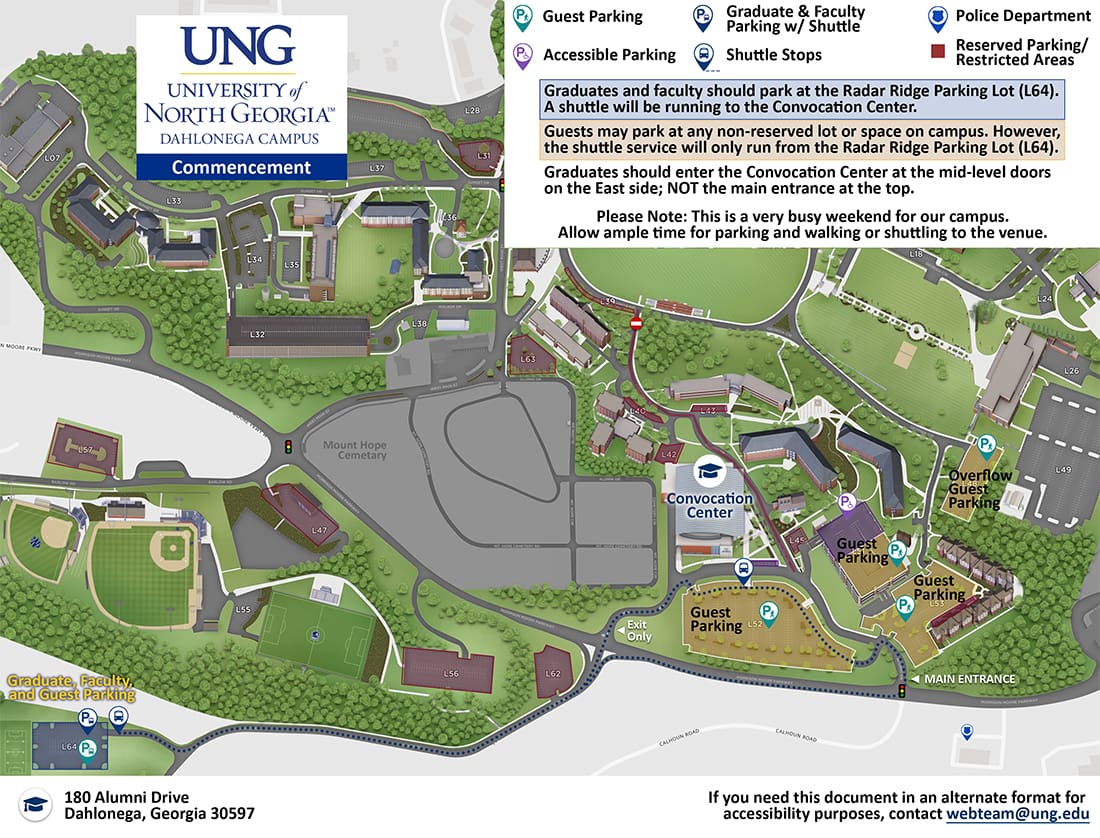 commencement parking map