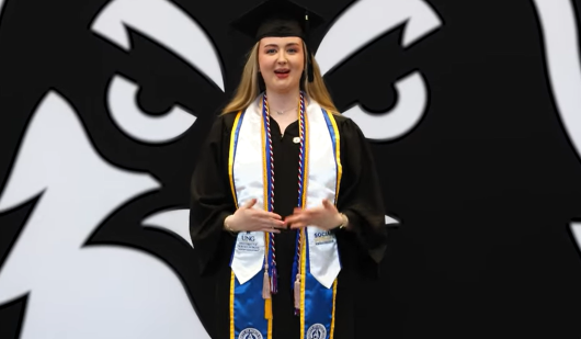 Student wearing regalia