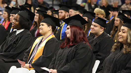 students sitting at commencement