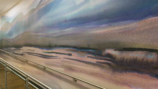 Mural of a cloudy beach
