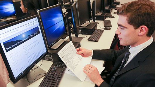 student at computer