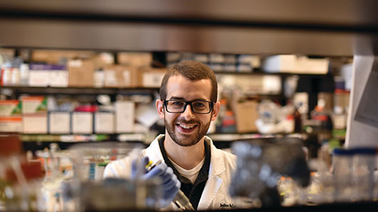 student  working in lab