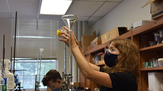 student  working in lab