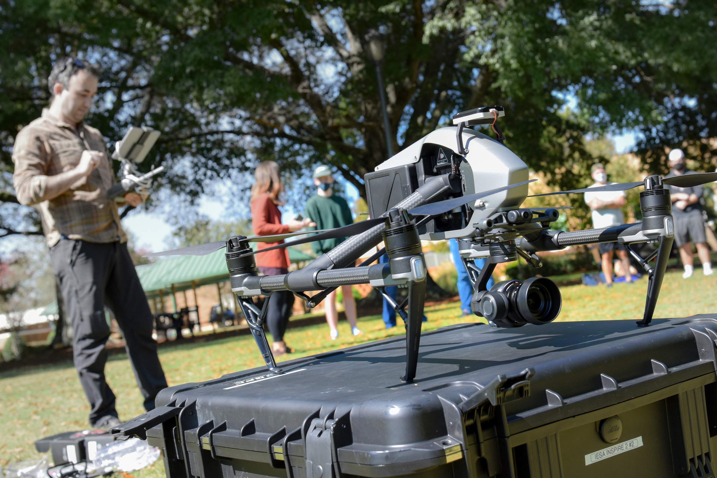 students with drone