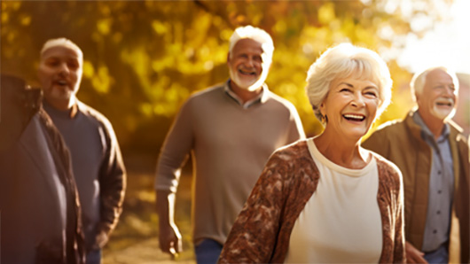 Happy old folks in the park