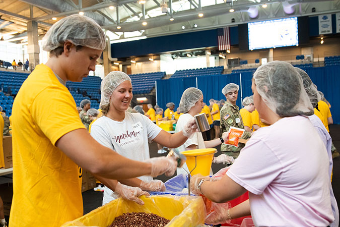 sorority members volunteering at UNG's day of service