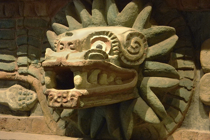 Quetzalcoatl stone carving