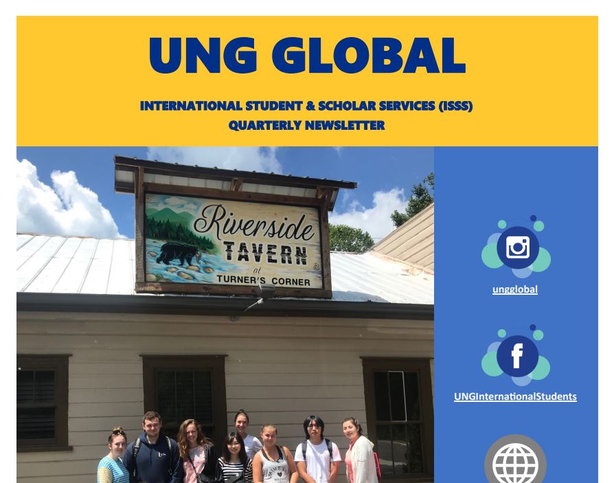 Cover photo of the August 2019 issue of the International Student & Scholar Services newsletter