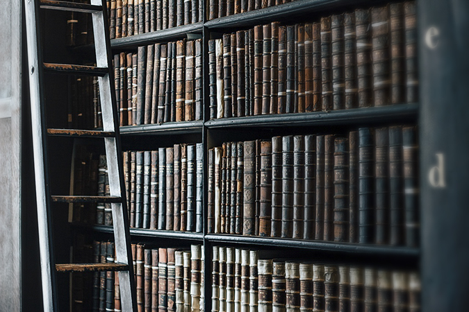 Old books on shelves. Go to Borrowing from Other Libraries.