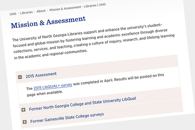 Screenshot of mission and assessment page. Go to Mission and Assessment.