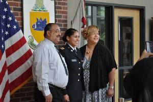 Ashley Duffins with her mother and father