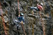 Rappelling further down the cliff