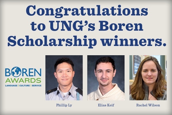 Three UNG students earn Boren scholarships to study abroad