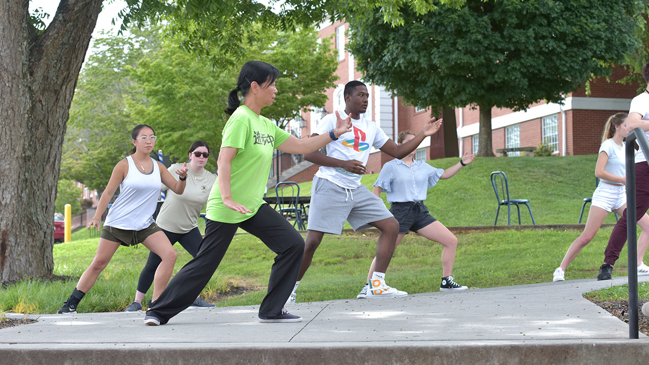 Chinese Summer Language Institute students take part in tai chi, one of the cultural activities they had in addition to language learning.