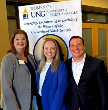 Dr. Price with Lori Bramlett, Assistant Director of Enrollment Services (l) and Emma Mitchell, Blue Ridge Scholar & two-time Student Government Association president 
