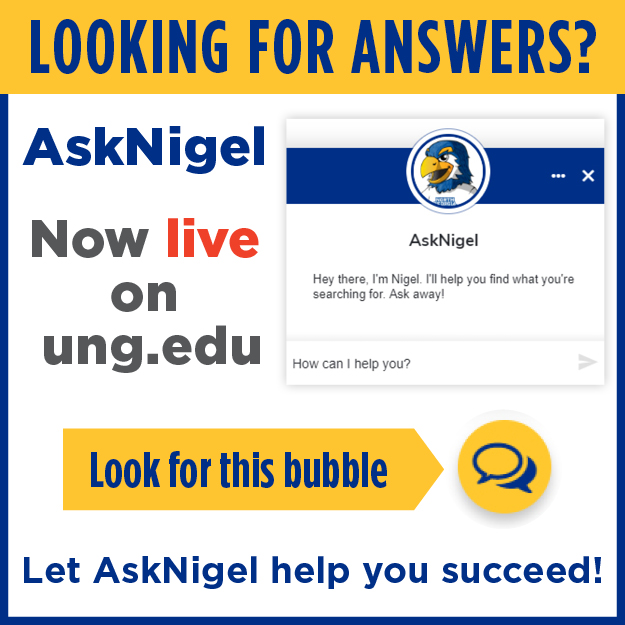 AskNIgel chatbot and bubble to click to use it