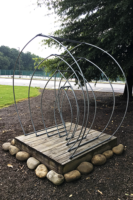 Through sculpture by Andi Steele on the Gainesville Campus in front of Hugh Mills Building