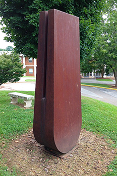 Outdoor sculpture Divided by Kyle Van Lusk may be view on the Dahlonega Campus