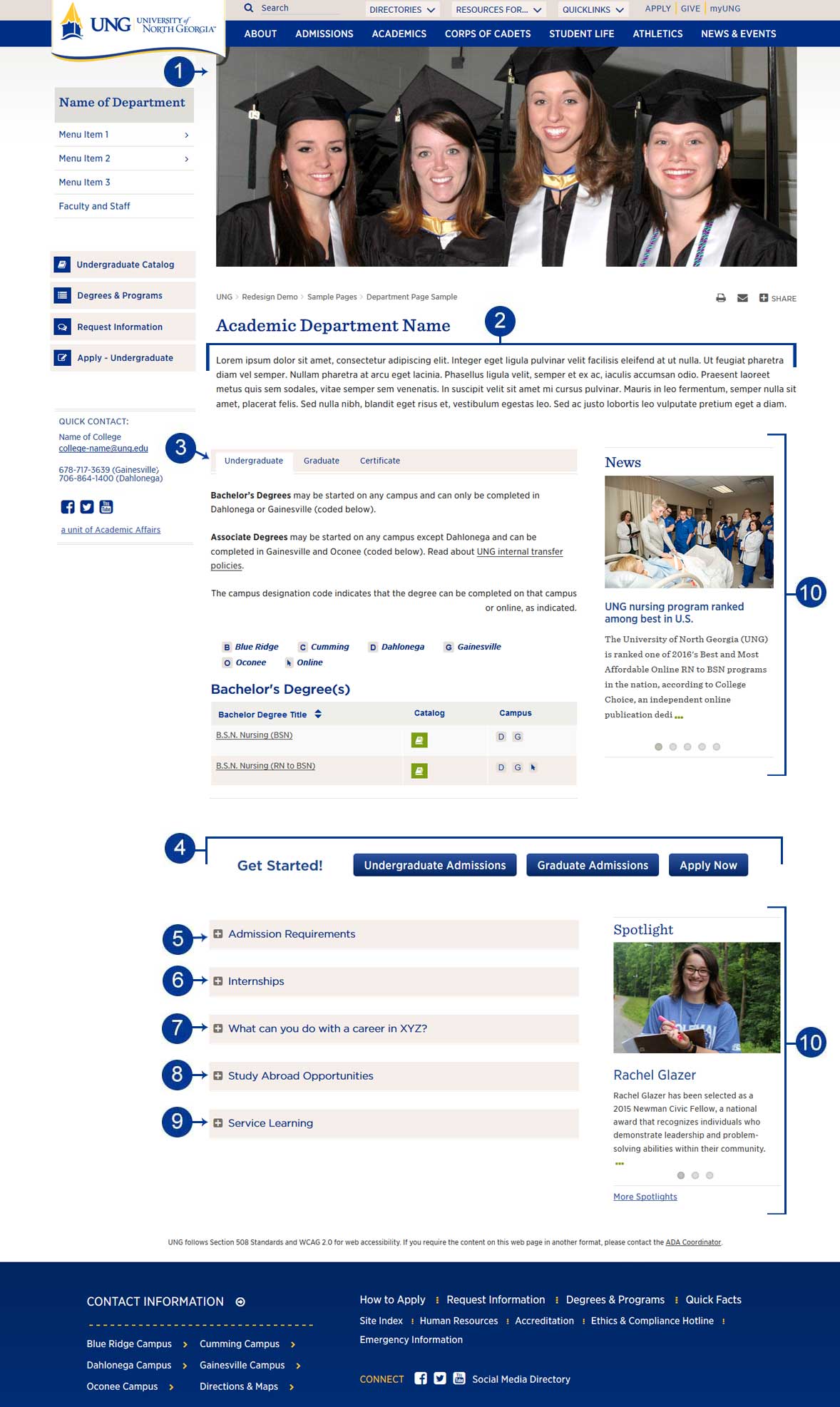 department home page template