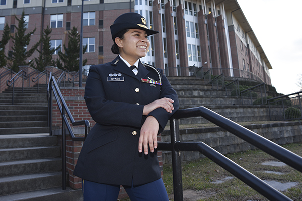 As Foxtrot Company commander and resident assistant in the Corps of Cadets, Cadet Capt. Eva Sykes has found one of the best ways to make an impact is with an empathetic approach.